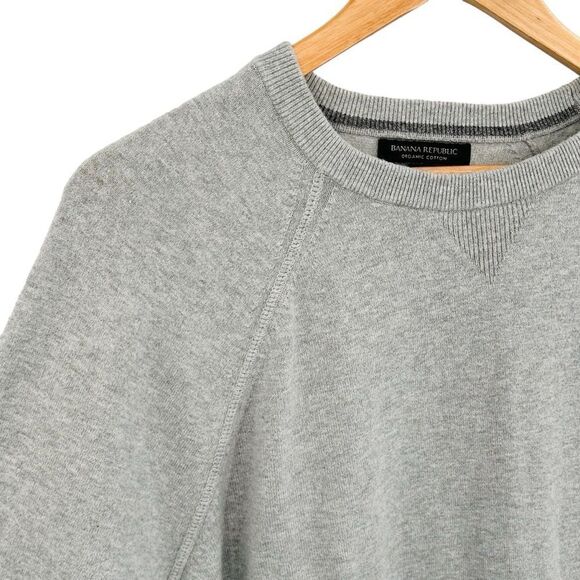 Banana Republic light gray raglan sleeve lightweight cotton sweater size large - Picture 2 of 5